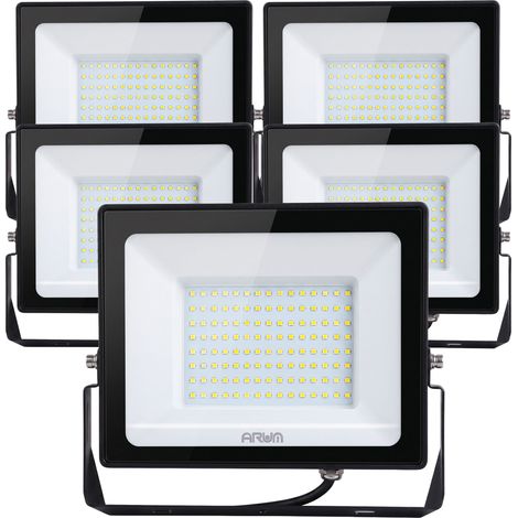 Lot de 5 Projecteurs LED 100W Forte luminosité 9000 Lumens de IP65 Température de Couleur: Blanc Chaud 3000K (1/8)