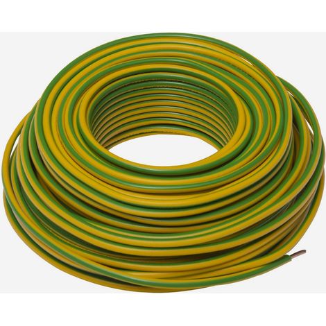 Zenitech – Câble électrique H07V-U 2,5mm² jaune et vert – Longueur 25m – Tension 700V – Conducteur monobrin rigide en PVC