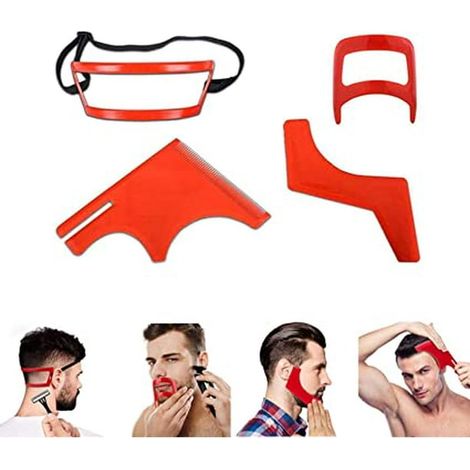 Peigne à barbe 4 pièces, gabarit de coupe pour homme, outil de modelage, accessoire de forme barbe, kit de coiffage (1/5)