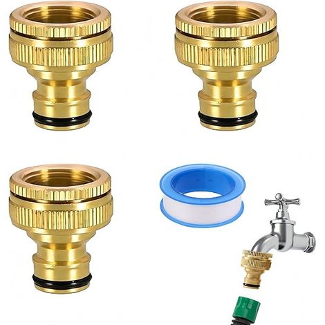 raccords en Laiton pour Robinet 1/2 et 3/4 Pouce avec Ruban d’étanchéité, Adaptateur Tuyau d’arrosage pour Jardin, Balcon, Lavage Voiture et arrosage (1/5)
