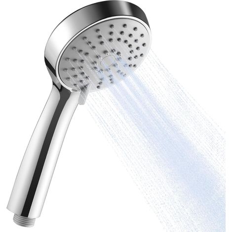 Pommeau de Douche, Pomme de Douche à Main à 3 Modes, Pomme Douche Ronde, Pommeau de Douche Economie deau, Douchette pour Salle de Bain, Chrome (1/5)
