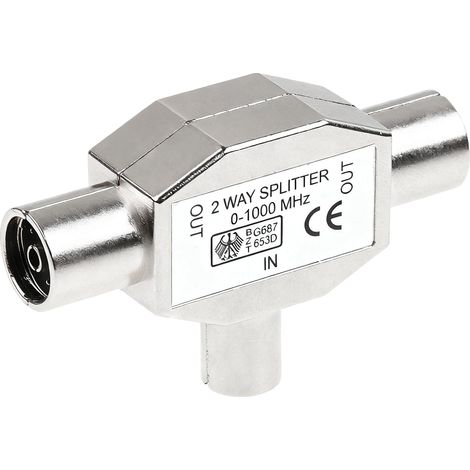Répartition Antenne T-Couplage, Répartiteur Coaxial D'antennes 2 Entrée Femelle et 1 Sorties Mâles, Coax Adaptateur D'antenne Téléviseurs en Métal Blindé Splitter (1/5)
