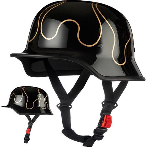 Casco de motocicleta de estilo alemán，negro，homologado por la DOT，apto para hombres y mujeres，motos de cross y motos de motocross (61-62 cm) (1/5)