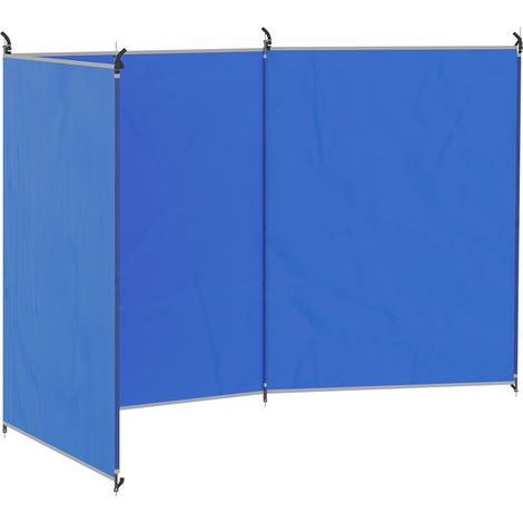 Brise-vent de camping, paravent de plage avec sac de transport, angles de fixation 450 x 150 cm, bleu (1/5)