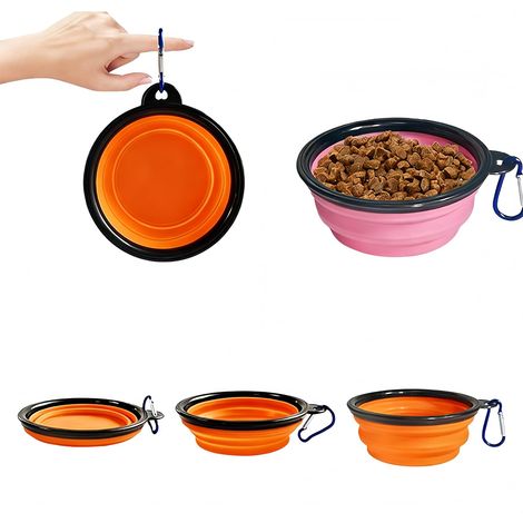 2 Pack Large Collapsible Dog Bowls with Carabiners, Portable Food (1/5)