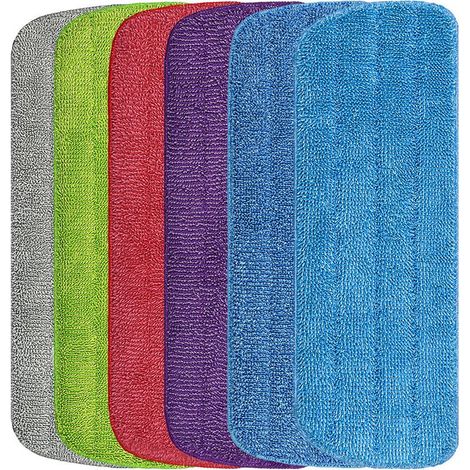 Balai plat avec ruban adhésif, vaporisateur d'eau, lingette de rechange en microfibre, accessoires pour balai (lot de 6). (1/5)