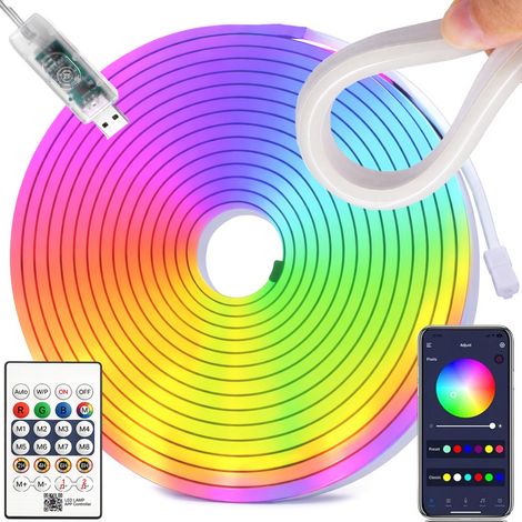 Bande néon LED RGB flexible avec connectivité Bluetooth, idéale pour décorer les meubles, les téléviseurs, les étagères et les espaces intérieurs.-AquaForge (1/5)
