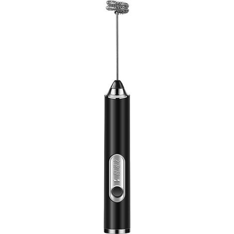 Tragbarer elektrischer Milchaufschäumer mit 2 Köpfen, Schneebesen-Schaummixer mit wiederaufladbarem USB-Anschluss, 3 Geschwindigkeiten, Schaummixer für Latte, (schwarz)