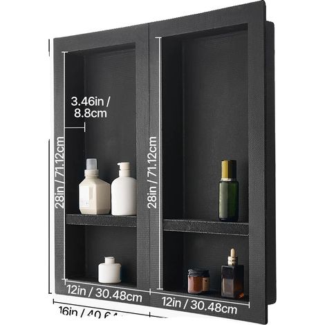 Nicchia per doccia, ripiano divisorio mobile, design impermeabile, 40x81 cm (1/2)