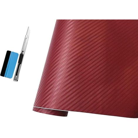 3D Carbonfolie tiefrot blasenfrei 30x152cm inkl. Werkzeug (1/5)