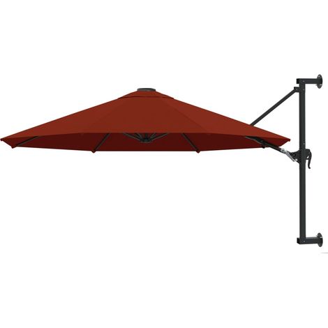 Parasol mural, Parasol de jardin pour balcon, terrasse, piscine, Parasol d'extérieur, Parasol déporté avec mât en métal 300 cm Terre cuite HNDX605685 (1/5)