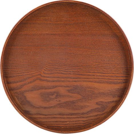 Plateau de service rond en bois naturel, assiette en bois pour thé, nourriture, eau et boissons, 30 cm (1/5)