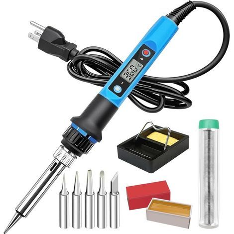 Kit de fer à souder - 80 W 110 V, chauffe rapide en 10 secondes, torche à souder à température réglable avec écran LCD. (1/5)