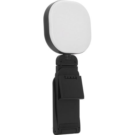 Lampe LED à pince en ABS, 5 modes d'éclairage, mini lampe pliable pour selfies, visioconférences, ordinateur portable, streaming en direct, noir (1/5)