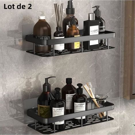2 cestini da bagno, mensola doccia in alluminio, porta shampoo senza foratura, per box doccia o piatto doccia (1/5)