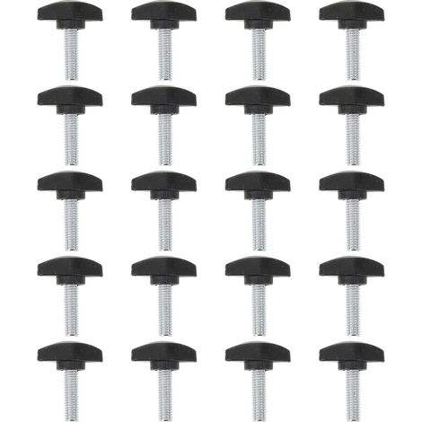 20 Pièces Vis en T Ergonomique en Acier Carbone et Pp Noir Structure Ailettes pour Serrage Manuel, Gain de Place, pour Pinces Machines et Environnements de Laboratoire (1/5)