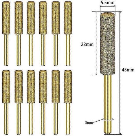 12-teiliges Diamant-Kettensägen-Schärfset mit Schärfstiften, geeignet für Dremel-Werkzeuge, professionelles Präzisionskettenschärfen