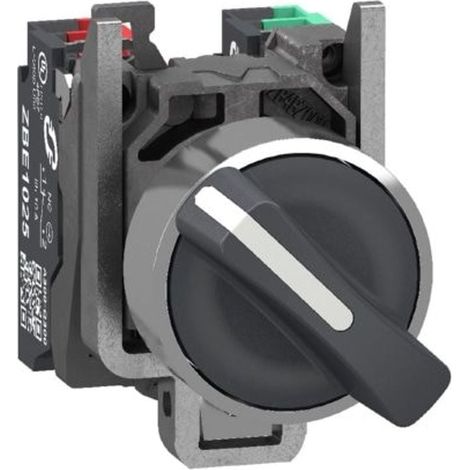 Bouton tournant manette Harmony XB4 Ø22 2 positions fixes noir 1O+1F Push In - XB4BD255