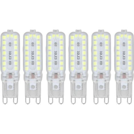 Ampoules LED G9 7W, 6 pièces, éclairage à intensité variable 360 °, ampoule de remplacement pour lampe murale de bureau, lumière blanche 220-240V (1/5)