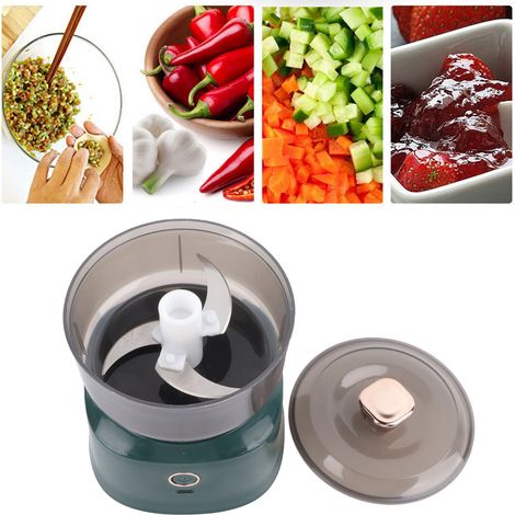 Multifunktionaler Fleischwolf für die Küche, Babynahrungszubereiter, elektrischer Haushaltsmixer, Knoblauchschneider, Knoblauchpresse mit Mixer, grün. (1/5)