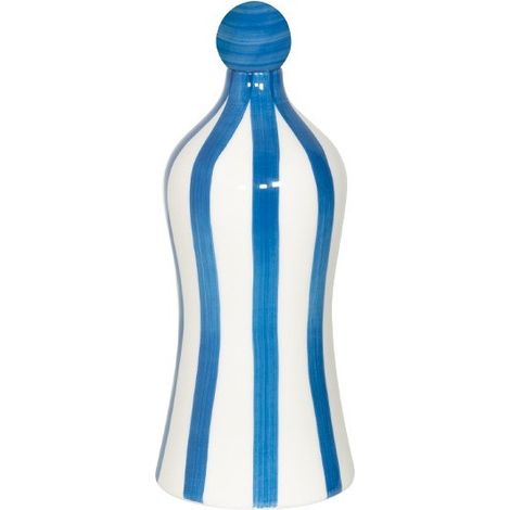 Lido Bouteille en céramique rayée bleu Zafferano