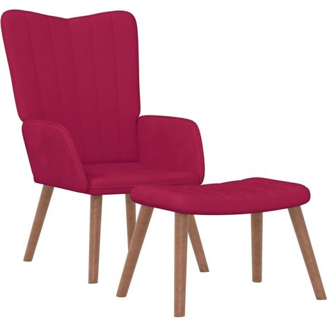 Maison Exclusive - Relaxsessel mit Hocker Weinrot Samt (1/5)