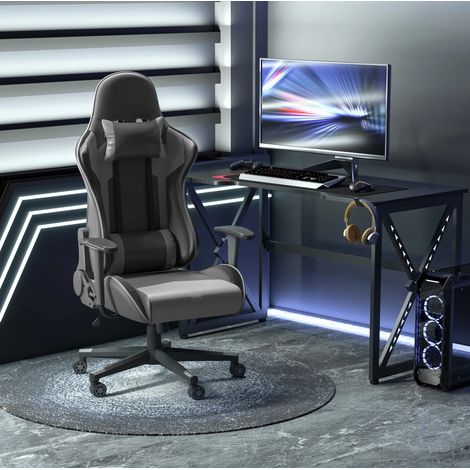 Chaise de bureau gaming noire 67,5 x 74 x 126-136 cm – inclinable 160° (1/5)