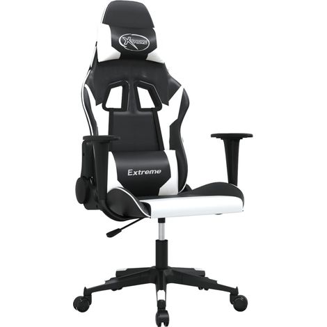 Chaise de jeu Chaise de Gaming Noir et blanc Similicuir (1/5)