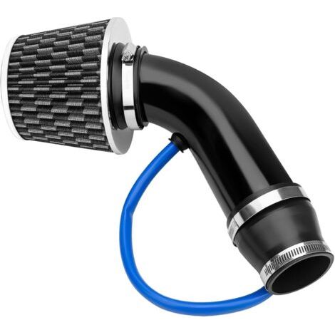 Kit d'admission d'air froid, tuyau d'admission d'air froid universel de 3 pouces pour voiture, kit de tube d'écoulement d'induction de filtre de voiture en aluminium (noir) (1/5)