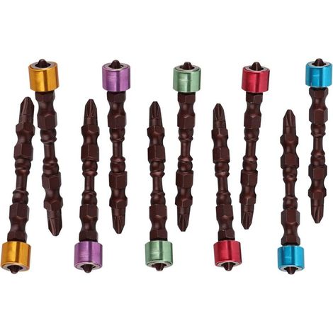 Lot 10 embouts tournevis magnétiques double tête – hex croisés – 100mm – marron – accessoires perceuse électrique