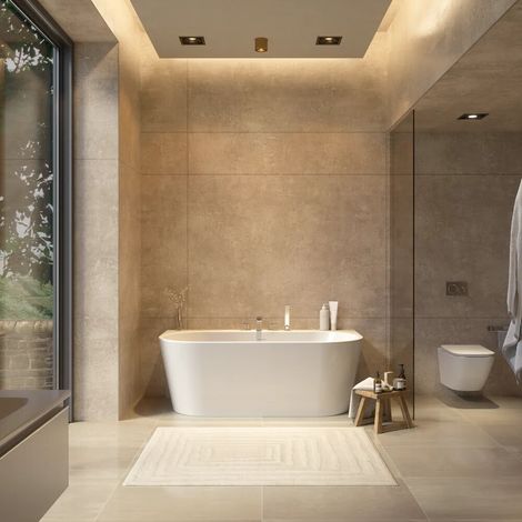 Vasca da bagno a muro 170cm bianco lucido centro parete Charlotte (1/4)