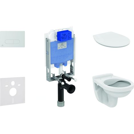 Ideal Standard ProSys - Set d'installation pré-murale, cuvette Alpha avec abattant, plaque de déclenchement Oleas M1, SoftClose, chrome mat ProSys80M SP113