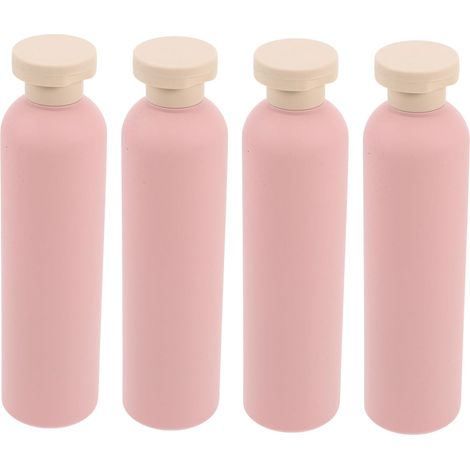 Lot de 4 bouteilles de voyage en plastique réutilisables et compressibles avec bouchon à rabat pour shampoing et lotion. (1/5)