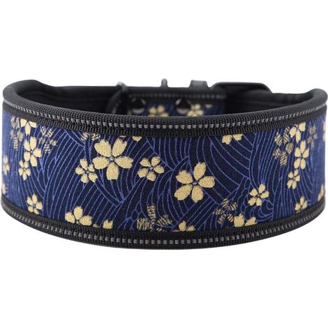 Nylon col en nylon réglable avec boucle réfléchissante pour chiens de taille moyenne et grande, bleu marine (l) (1/5)