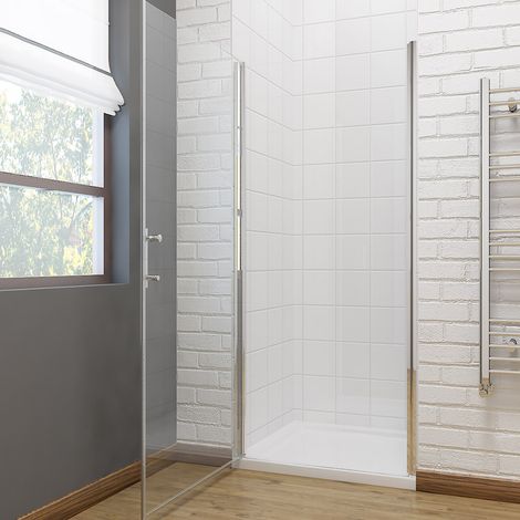 ELEGANT 760mm Pivot Hinge Shower Cabin 6mm Safety Tempered Glass Frameless Wet Room Shower Cubicle with 1000x760mm Shower Tray and Waste Trap (1/5)