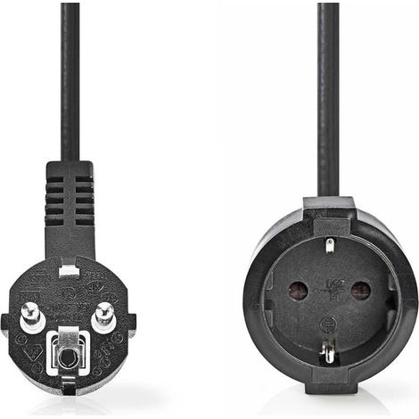 Cable dalimentation connecteur dalimentation male connecteur dalimentation femelle coude droit nickele 300 m rond pvc noir enveloppe (1/4)