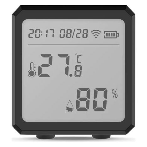 Thermomètre-hygromètre numérique – Station météo avec horloge – Capteur intelligent de température et d'humidité – 6 × 6,3 × 2,5 cm – Noir (1/5)