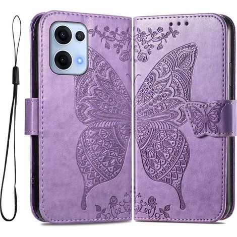 Funda tipo libro para Oppo Reno 13, mariposa, morado (1/5)