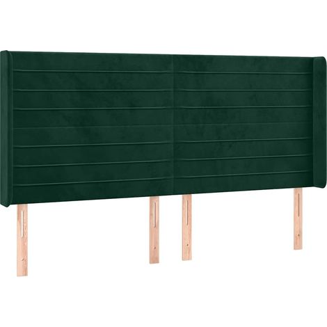 Testiera Testata del letto ad Orecchio Verde Scuro 203x16x118/128 cm in Velluto (1/4)