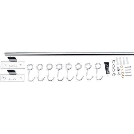 Toallero de pared con 8 ganchos de acero inoxidable – Estante de almacenamiento de pared para cocina y baño (1/5)