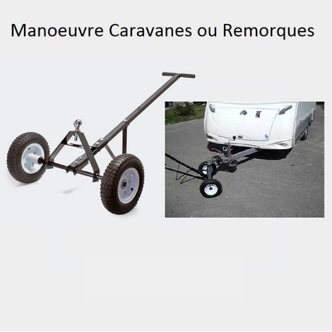 Déplace caravane ou remorque manuel – Longueur 110 cm – Charge jusqu'à 270 kg – Grandes roues pneumatiques pour terrains accidentés