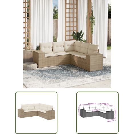 The Living Store 5-tlg. Garten-Sofagarnitur mit Kissen Beige Poly Rattan - Gartensorte - Esszimmergarnituren - Lounge Möbel - Outdoor Furniture - Gartenmöbelset (1/3)
