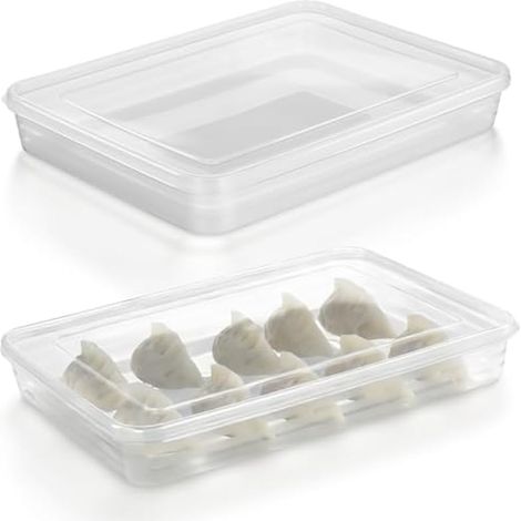 Lot de 2 boîtes de rangement hermétiques pour raviolis avec couvercle - Pour conserver les raviolis frais et séparés - Convient pour la viande, les fruits de mer, les légumes, la maison et le (1/5)