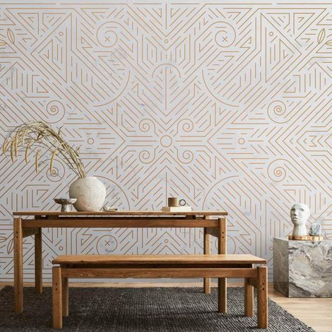 Carta da parati artgeist motivo geometrico oro 350x245 cm