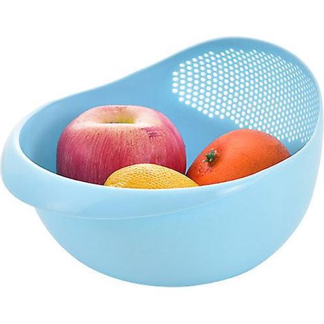 Selbstgemachtes Reissieb (Blau) – Leichtes Sieb zum Reinigen von Bohnen, Obst und Gemüse, multifunktionaler Reiswaschkorb, Reiswaschsieb
