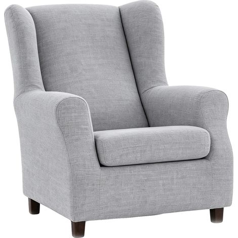Housse de Chaise, Mélange Coton-Polyester, Design Antidérapant, Gris Clair (1/2)