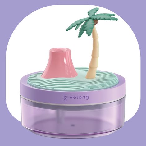 Mini humidificateur paysage avec veilleuse, hydratant avec deux modes de pulvérisation, 320ml, design silencieux, pour la maison/le bureau-cocotiers (1/5)