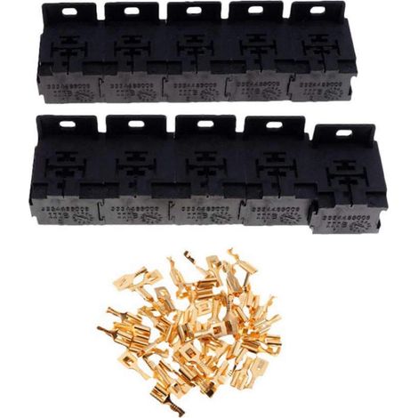 Boîtier de bornes de support de relais automobile 30A-80A, base de relais, prise à 5 broches avec 50 bornes de 6,3 mm. (1/5)
