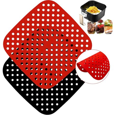 Tapis de panier réutilisables pour friteuse à air – 19 cm de côté, en silicone antiadhésif Accessoires pour friteuses à air Cosori, Ninja, Cozyna, Dash et autres Sans BPA (1/5)