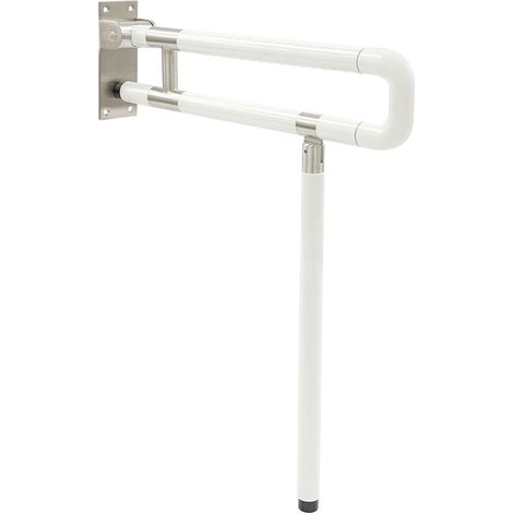 Virellio – Barre d'appui WC pliable 60 cm – Capacité de charge 300 kg – Rail de maintien U murale pour toilettes – Support de sécurité inox pour salle de bains – Pour personnes âgées, handicapées et f (1/5)